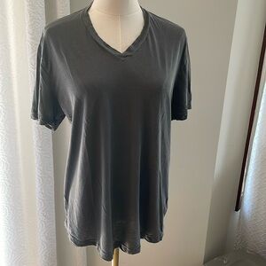 James Perse Size 1 Small EUC Classic Gray Asphalt V-Neck Top Cotton Shirt